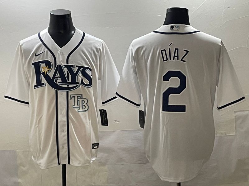 Men 2025 Tampa Bay Rays #2 Diaz White Game Nike MLB Jersey style 7-0